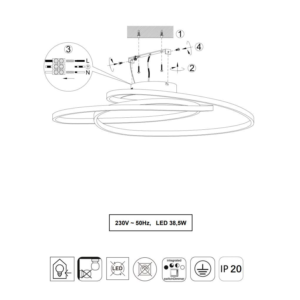 Lampadari & plafoniere: LED Deckenleuchte, Rund, 60 cm x 43 cm – Nuovo (secondo la descrizione) da Kreuzlingen venduto da Smart-Light 4