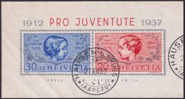 1937, J83I+J84I PJ-Block von HAUSEN bei BRUGG (AG) Kat: 70.-
