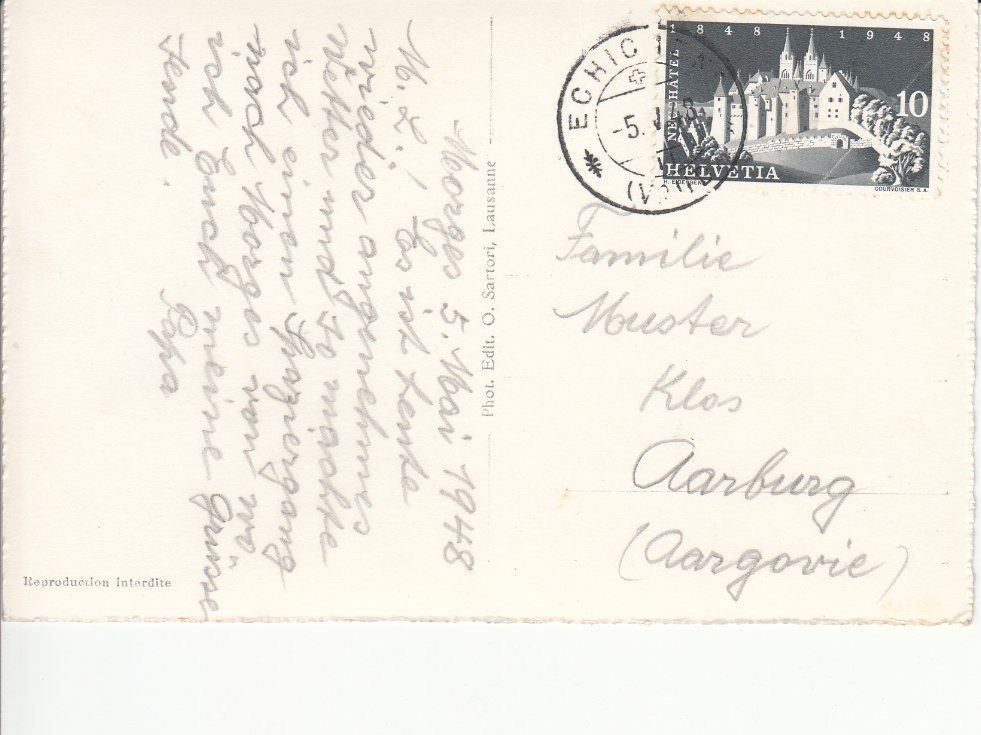 Cartoline postali: Morges 1948 – Usato da Bürglen TG venduto da StampGraf 1