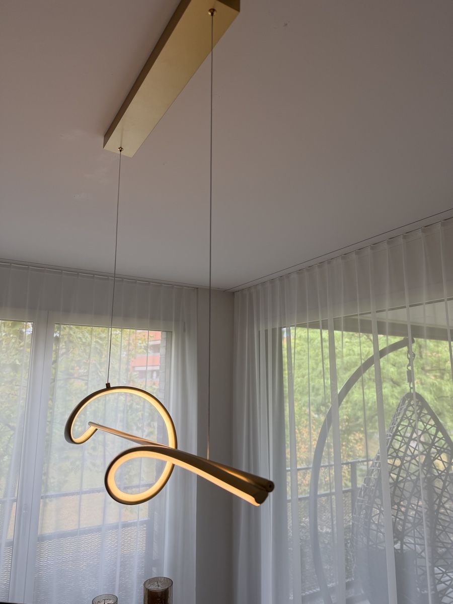 Kronleuchter & Deckenlampen: Hängeleuchte modern LED Messing Optik mit Stoffschirm neu – Neu (gemäss Beschreibung) aus Wiesendangen von Namoli123 1