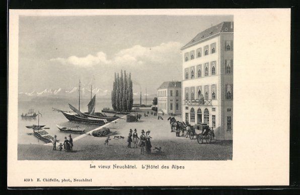 Ansichtskarten: Neuchâtel, L'Hotel des Alpes – Gebraucht aus Berlin von bartko-reher