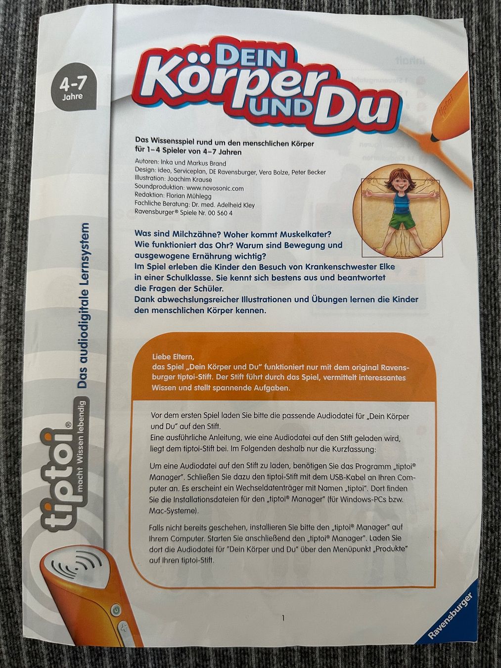 Tiptoi Giochi: Dein Körper und Du - tiptoi Lernsystem – Usato da Dierikon venduto da Butcherboy 3