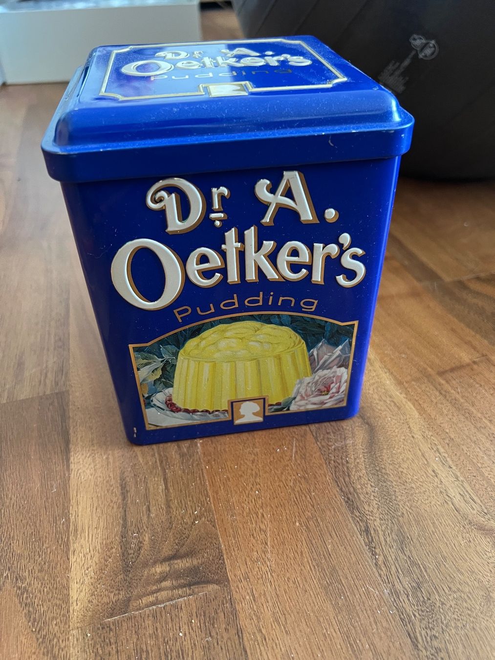 Dosen: Dr. Oetker's Pudding Dose Blechdose Vintage Retro blau Dose – Gebraucht aus Jona von Sariksa