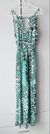 Damen Jumpsuit grün gemustert ärmellos guter Zustand