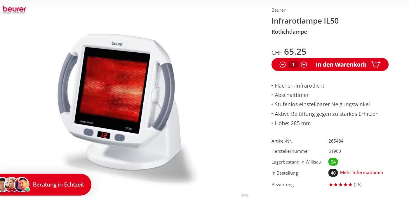 Beurer Medizinische Geräte: Infrarotlampe Beurer IL50 – Gebraucht aus Burgdorf von  2