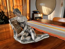 Porzellan Figur Harlekin Sitzend 1993 Guter Zustand