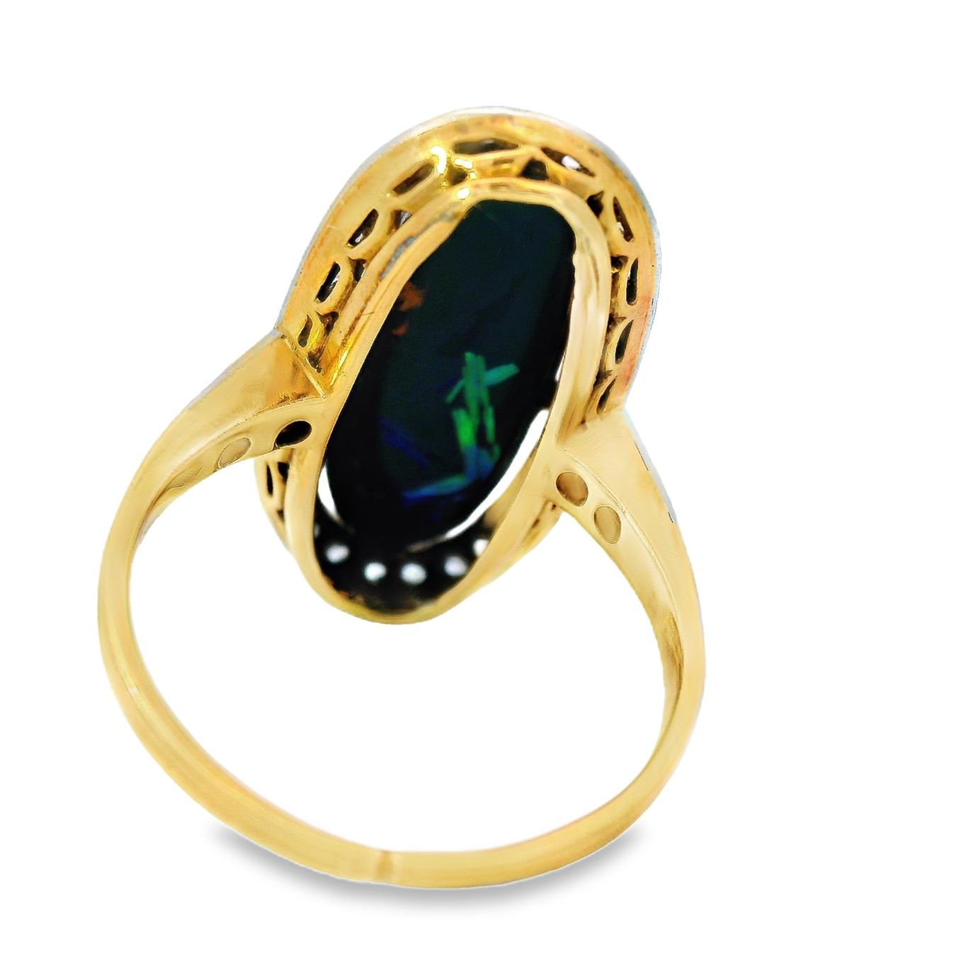 Ringe: Antiker 18k Gold Ring mit schwarzem Opal & Diamanten – Gebraucht aus Embrach von estzeh1 4