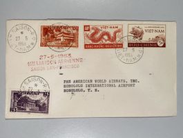 Vietnam 1953, Air Mail Saigon nach Honolulu USA 27./ 29.5.53