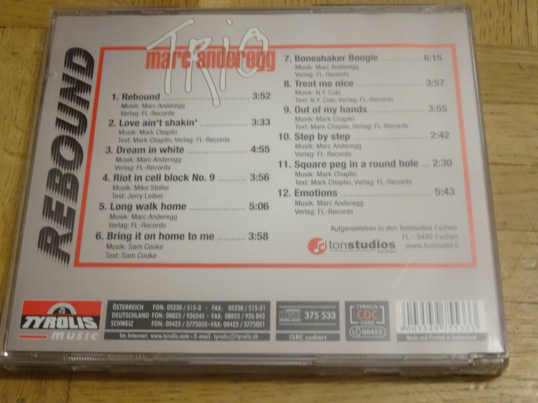 CD: Trio Marc Anderegg - Rebound CD – Usato da Olten venduto da Disc-Ausverkauf 1