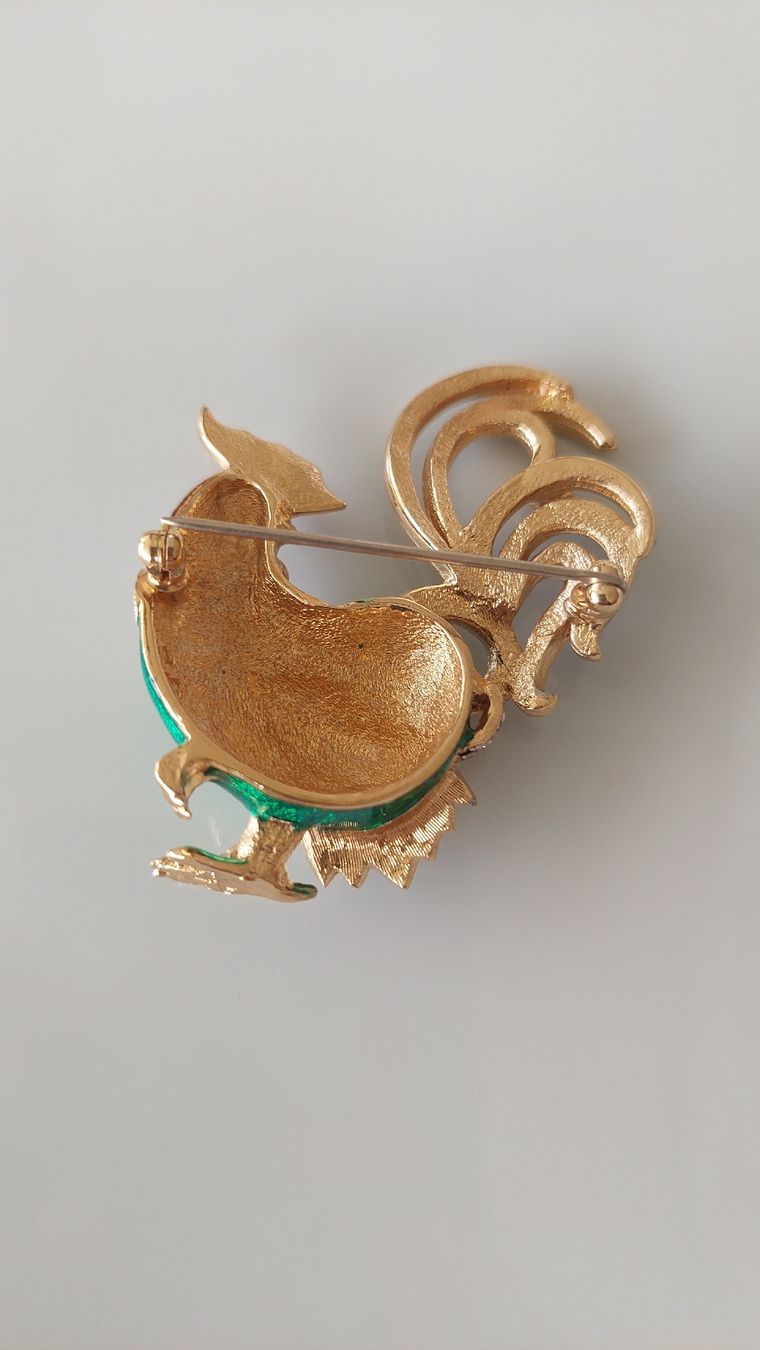 Broschen & Nadeln: Hübsche Vintage-Brosche Hahn mit Strass, goldfarben – Gebraucht aus Dornach von kar_c5sl 1
