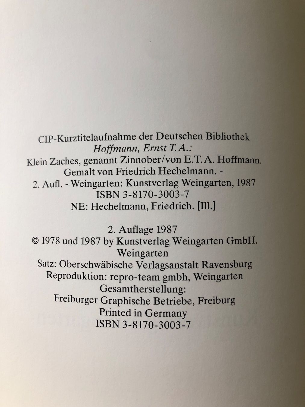 Libri: Klein Zaches genannt Zinnober von E. T. A Hoffmann – Usato da Winterthur venduto da mailer57 6
