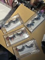 Künstliche Wimpern Set 4 Paar 2x Pink 2x Blau Neu