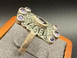 Vintage 925er Silberring mit Amethysten - Größe 54-55