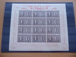 Block 100 Jahre Schweizer Briefmarken postfrisch**
