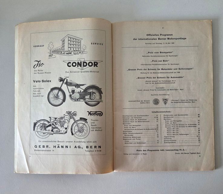 Alfa Romeo Dokumente: Programmheft Grand Prix Bern 1952 GP Schweiz Autorennen – Gebraucht aus Schenkon von Elbarto007 2