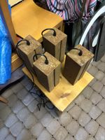 4x alte Metallleuchten mit Glaseinsatz
