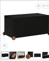 Truhe Poly-Rattan Schwarz mit Rollen Garten Box Neu