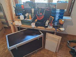 Werkzeug, holzlatten, kisten, Alles