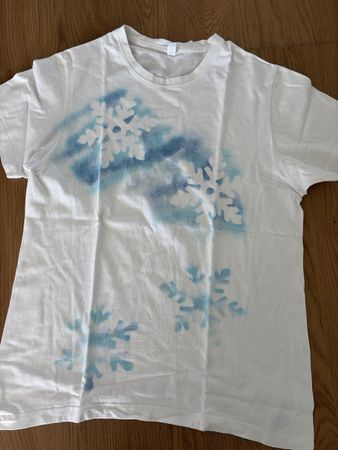 Weiss T-Shirt mit Schneeflocken Gr.M