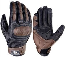 Schwarz/Braun Leder Motorrad Handschuh Gr. XL