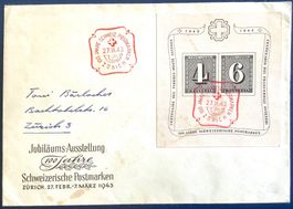 1943 -  Jubiläums Block W14 auf Brief