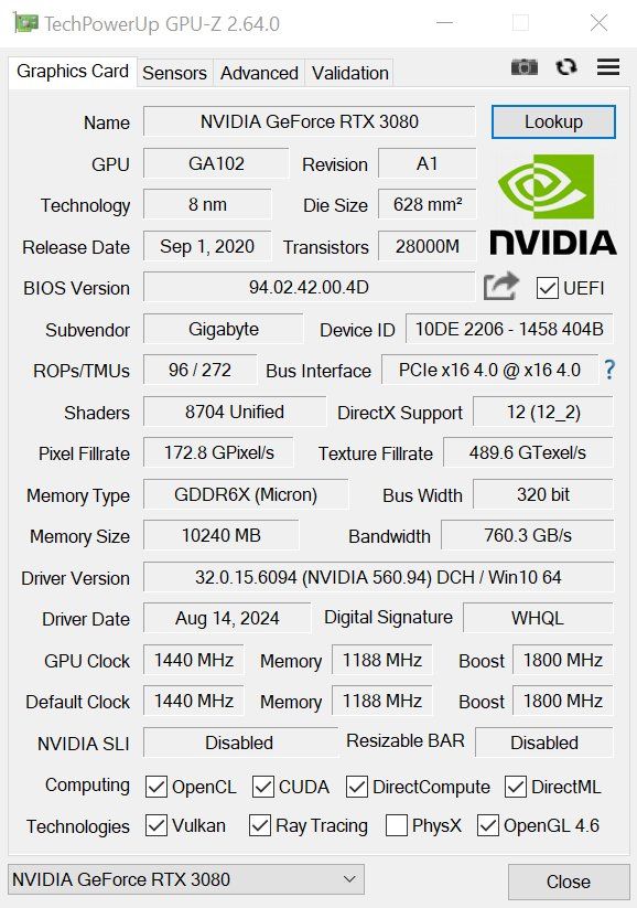 Nvidia Schede grafiche: Gigabyte RTX 3080 VISION OC 10G – Usato da Meilen venduto da speedliq 7