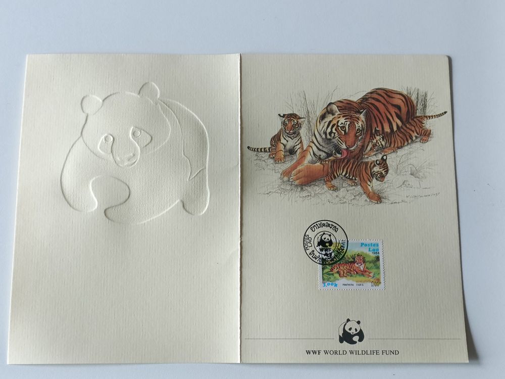 Carte WWF Tigre Laos 1984 Premier jour timbre officiel Rare (Neu ...