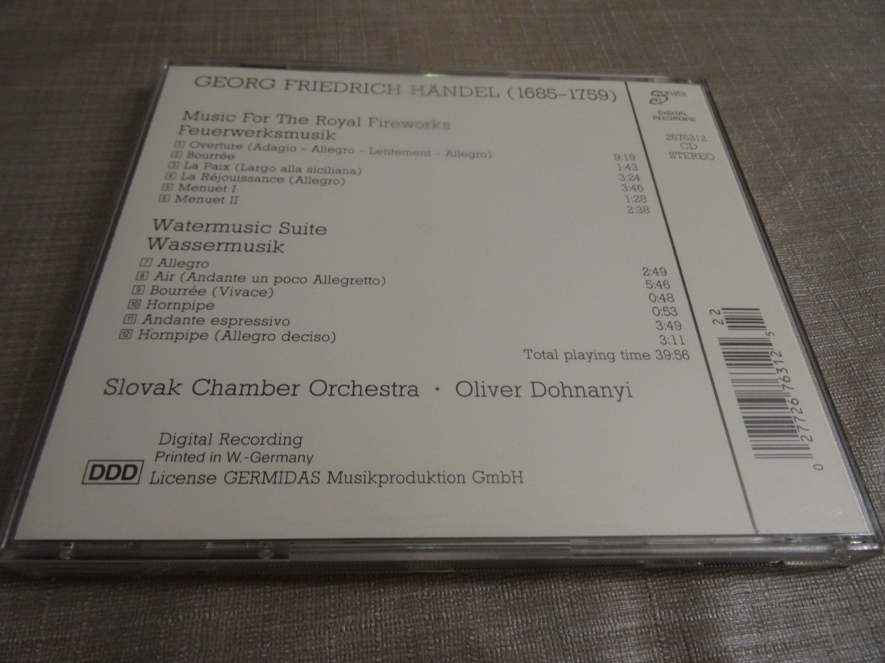 CD: Händel CD - Feuerwerksmusik, Wassermusik CD – Usato da Olten venduto da Disc-Ausverkauf 1