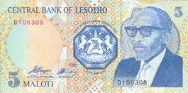 Lesotho 5 Maloti 1989 P-10a UNC
