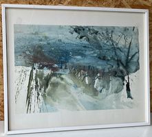 Aquarell Landschafts- Szene von Ernst Kopp 1990   (ID M296)
