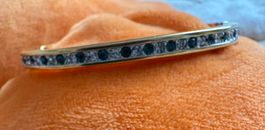 Bracelet Swarovski doré pierres bleues cristaux brillants
