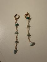Boucles d'oreilles dorées avec pierres naturelles turquoise