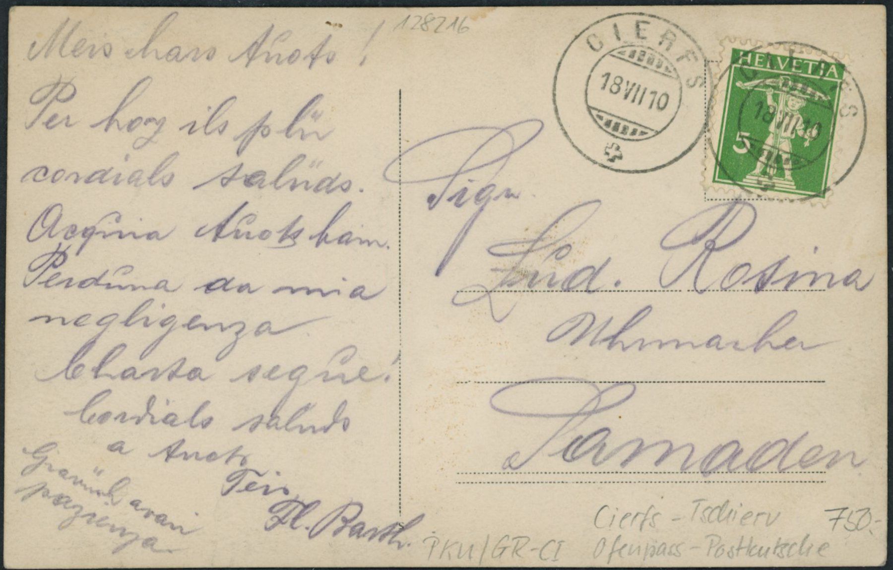 Cartoline postali: GR Cierfs - Tschierv - Ofen Pass - Postkutsche – Usato da Schindellegi venduto da Jonathan77 1