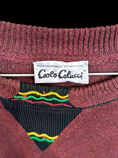Carlo Colucci Maglioni & Felpe: Carlo Colucci Vintage Burgunderfarbener Stadtbild-Pullover – Usato da Zug venduto da vinokilo 3