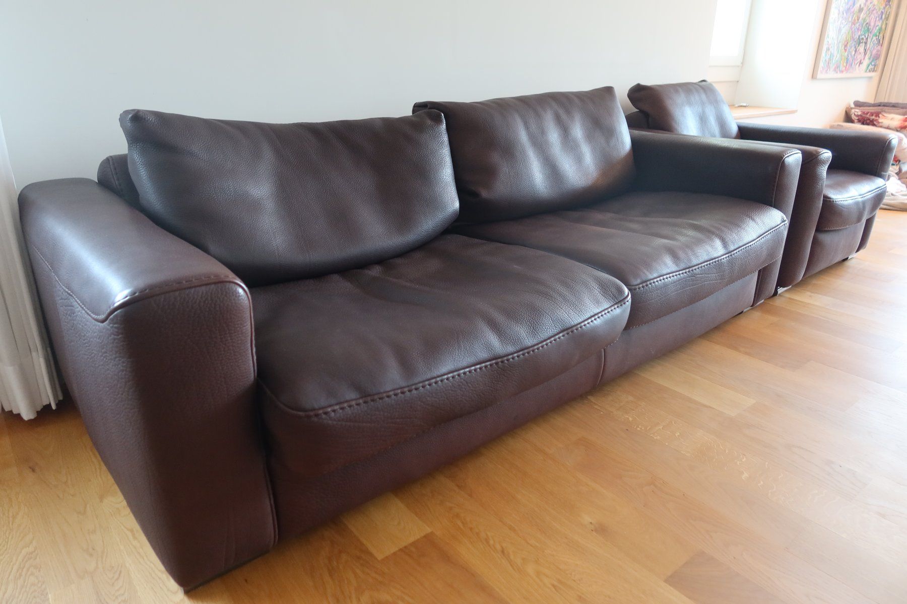 Natuzzi Divani: Natuzzi Echtleder-Sofa-Set: 3-Sitzer-Sofa + Sessel – Usato da Kilchberg ZH venduto da and_y5q6 1