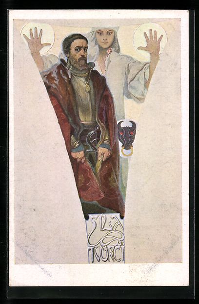Cartoline postali: Alphonse Mucha: Frau mit abwehrenden H – Usato da Berlin venduto da bartko-reher