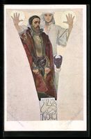 Alphonse Mucha: Frau mit abwehrenden H