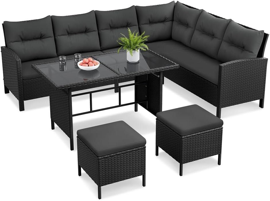 Set di tavolo e panche: Schwarze Gartenlounge, Rattan, – Nuovo e nell'imballaggio originale da Gränichen venduto da omniadeals 5
