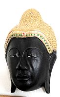 Buddha Holzmaske mit Goldhaare