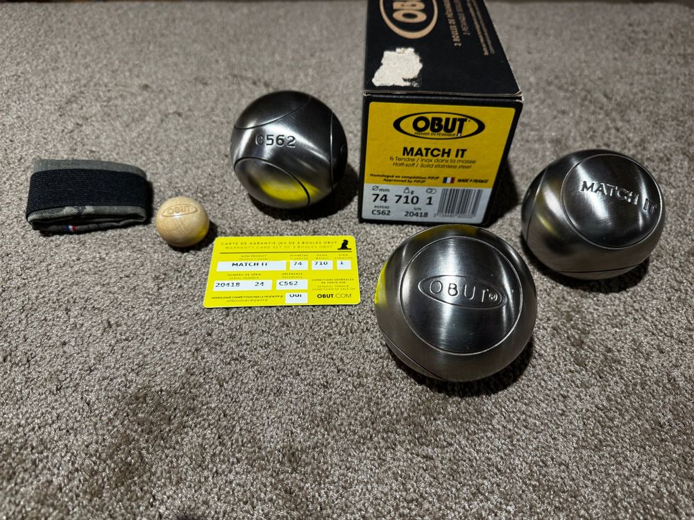 Triplette De Pétanque OBUT MATCH IT 74/710 - 3 Boules Inox - Occasion Très Bon état