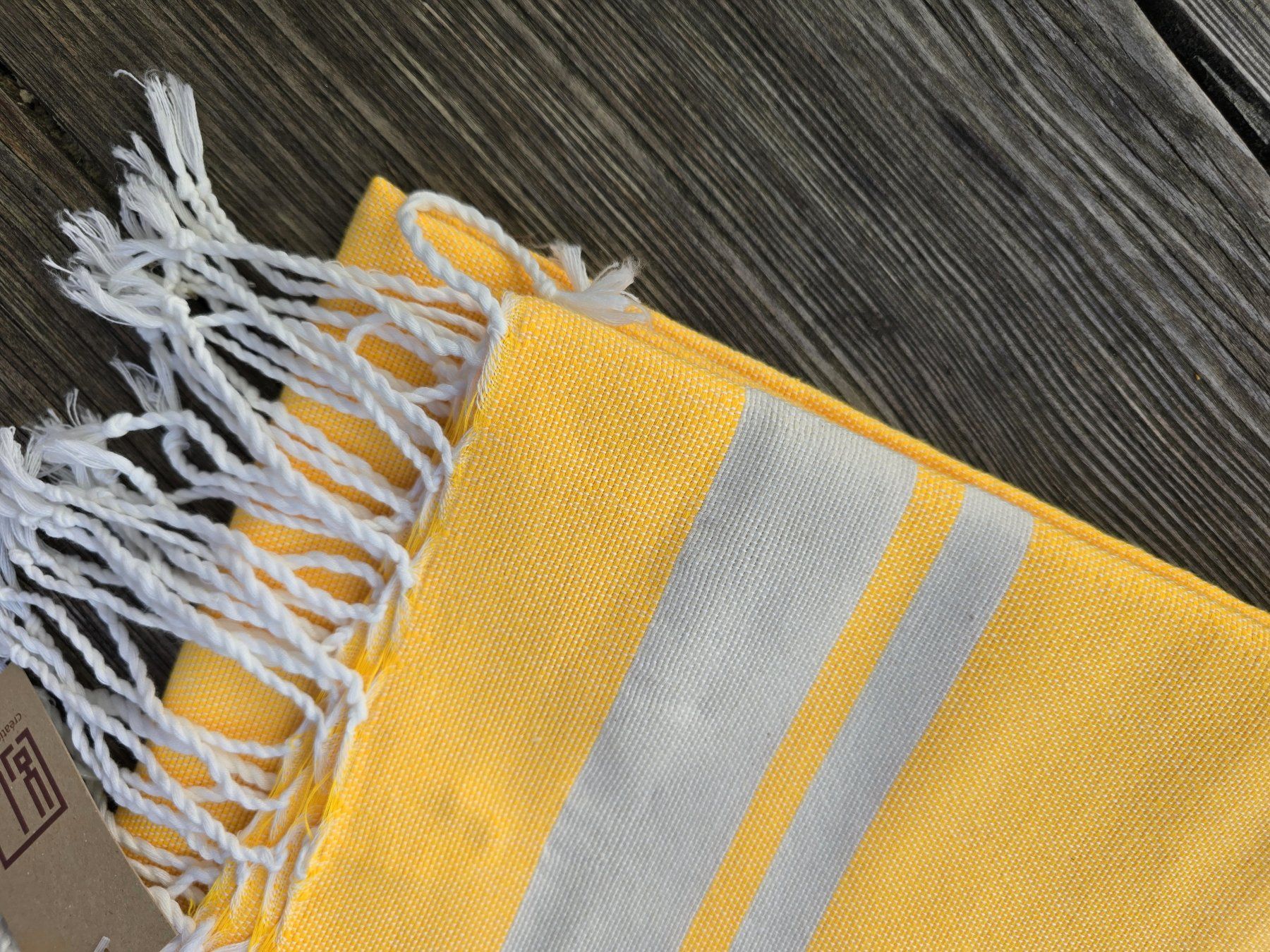 Teli da bagno: Fouta: Hammamtuch sonnengelb/blanc cassé-ANGEBOT – Nuovo (secondo la descrizione) da Romanshorn venduto da Rachacha 1