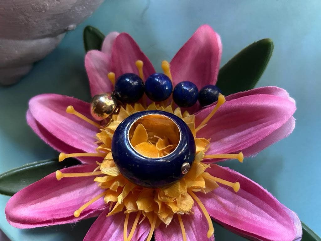 Anelli: Lapislazuli-Gold Ring und Ohrring – Usato da Schaffhausen venduto da amwr 7