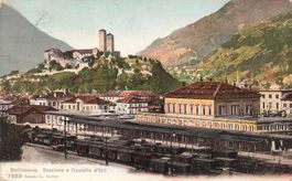 Bellinzona TI Stazione e Castello d’Uri Bahnhof