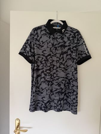 J.Lindeberg Grey Print Polo Shirt - Size L - Summer Style