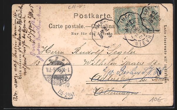 Cartoline postali: AK Sion, Mayens de Sion, 1905 – Usato da Berlin venduto da bartko-reher 1