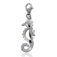 grosser Charm Anhänger Seepferdchen Silber 925 Zirkonias