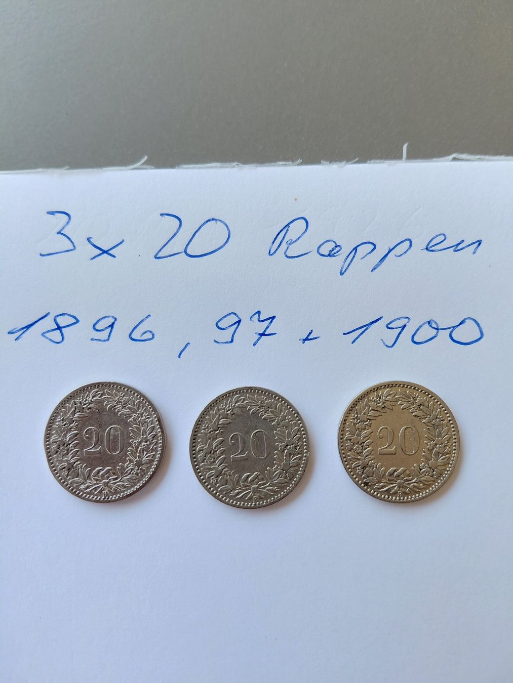 Alle Münzen: 3x 20 Rappen 1896, 97 und 1900 – Gebraucht aus Bonaduz von topolino052 1