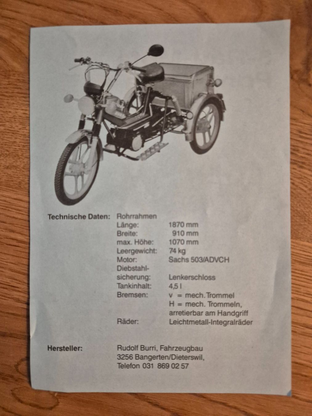 Pony Documents: Werbung 3-Rad-Mofa Pony-Buba – D'occasion à Balsthal par Palcivalle 1