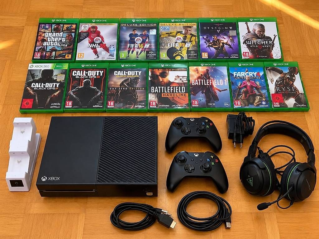Console: Xbox One  2 Controller + 13 Spiele + Headset & Zubehör – Usato da Landschlacht venduto da tob_ljw2