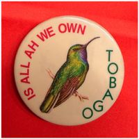 Vintage-Button - Tobago-Kolibri-Ansteckbutton - 44 mm